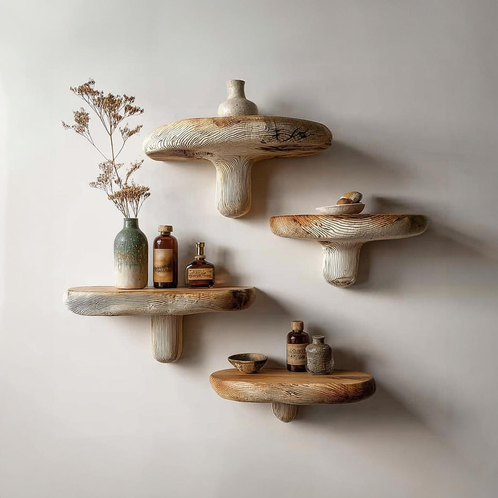 Rustic Mushroom Shelf Living Room