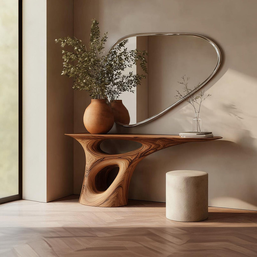 Mid Century Sculptural Console Table Hallway Accent