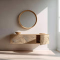 Spry Interior Mid Century Wood Bathroom Vanity Cabinet, Wall Mounted Floating Single Sink Storage Console Bathroom Decor, SINLKIBRV152