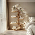 Handcrafted Rustic Wood Sculptural Nightstand, Modern Bedroom Bedside Table & Creative Accent End Table