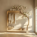 Minimalist Wood Tree Wardrobe, Handcrafted Solid Wood Garment Rack, Standing Clothes Coat Stand Organizer