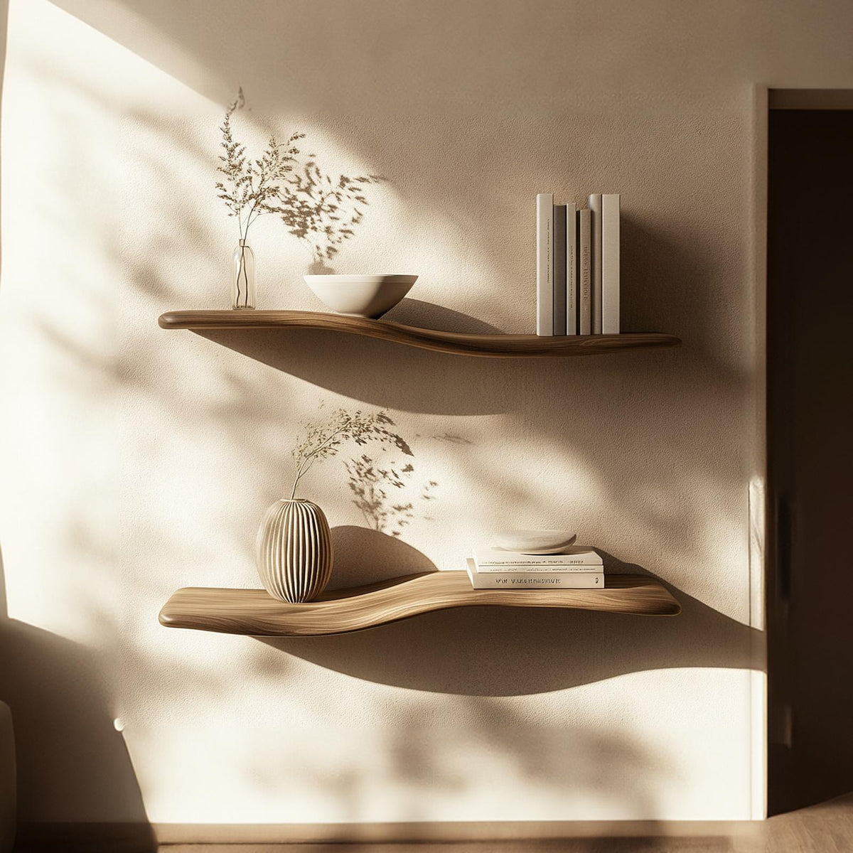 Rustic Curved Floating Shelf Handcrafted For Cozy Home Decor