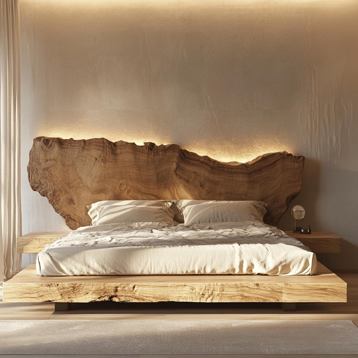 Mid Century Organic Wood Bed Bedroom SINLKIWB081