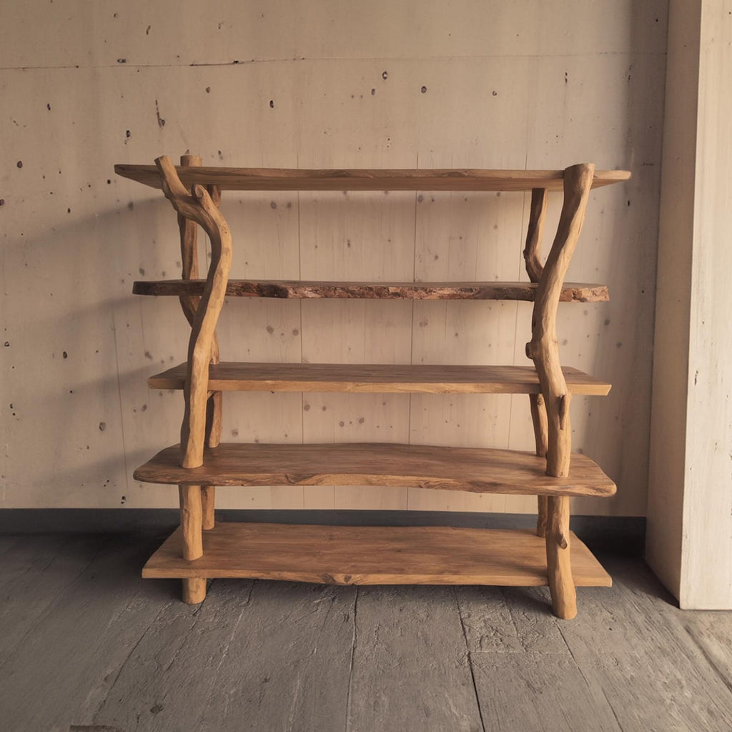 Rustic Wooden Branch Shelf Storage Living Room Or Dining Room