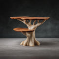 Handcrafted Rustic Sculptural Bedside Table, Wooden Nightstand & Artistic Accent End Table for Bedroom, Living Room