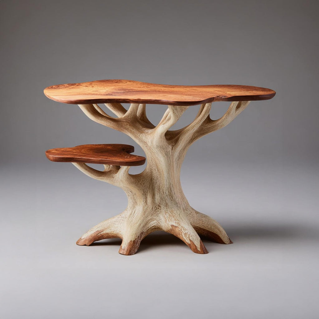 Handcrafted Rustic Wood End Table, Modern Solid Wood Side Table & Accent Bedside Nightstand for Living Room