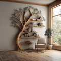 Rustic Branch Bookshelf, Handcrafted Solid Wood Wall Mounted Bookcase & Artistic Storage for Home Library, Living Room
