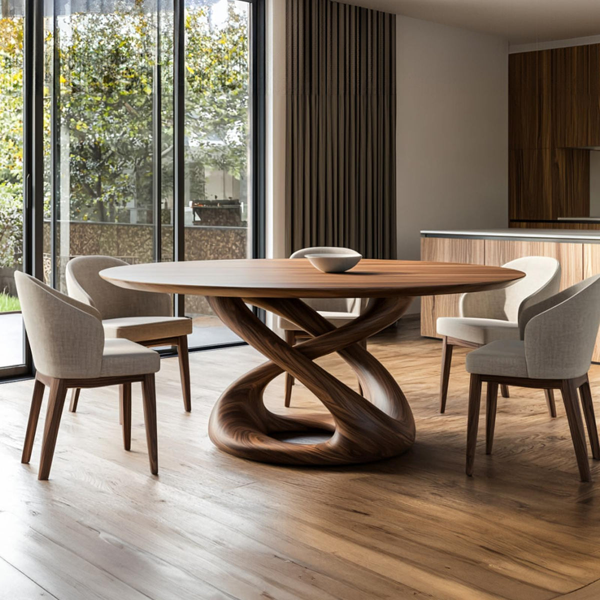 Rustic Round Dining Table Sculptural Kitchen