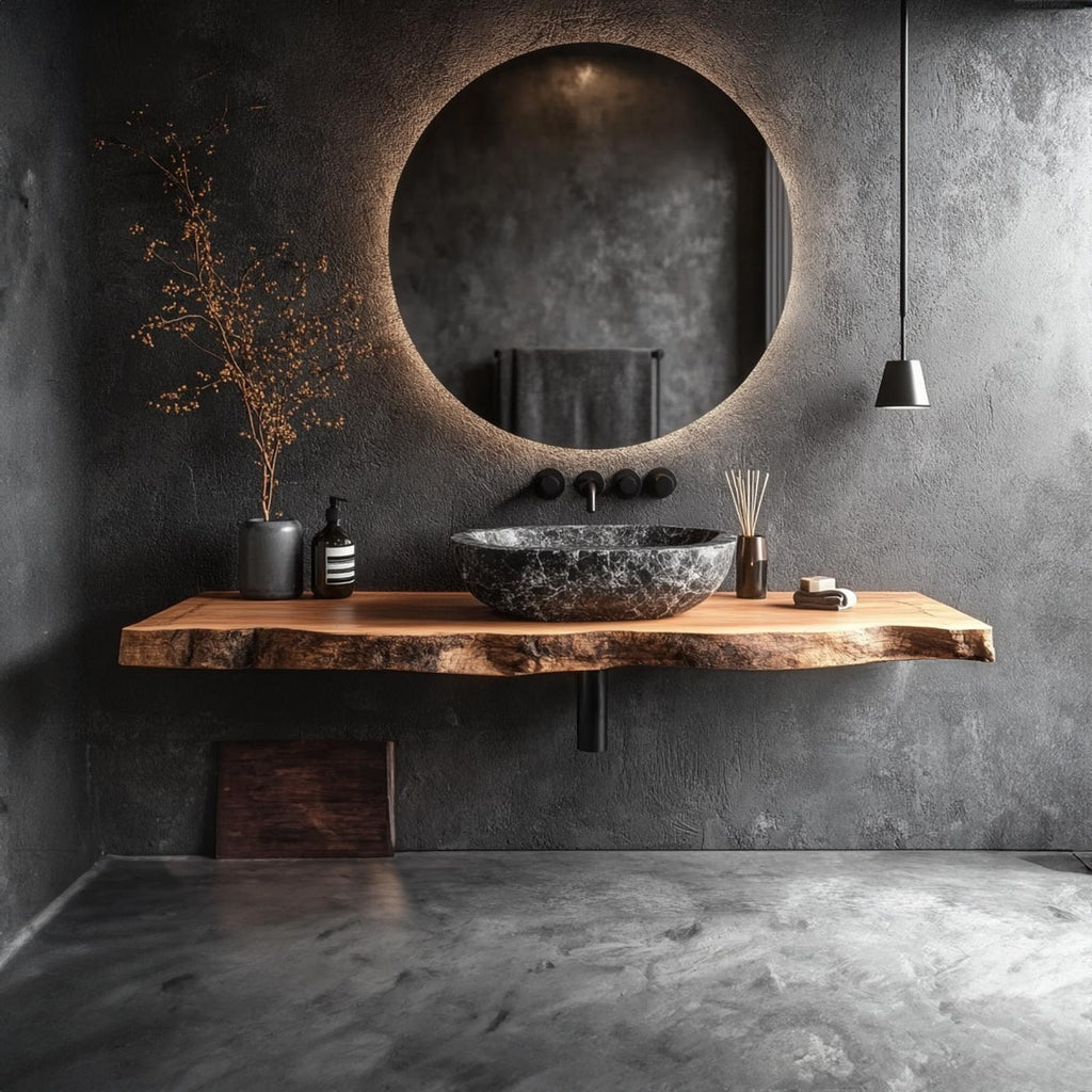 Rustic Floating Bathroom Vanity Washroom Entryway