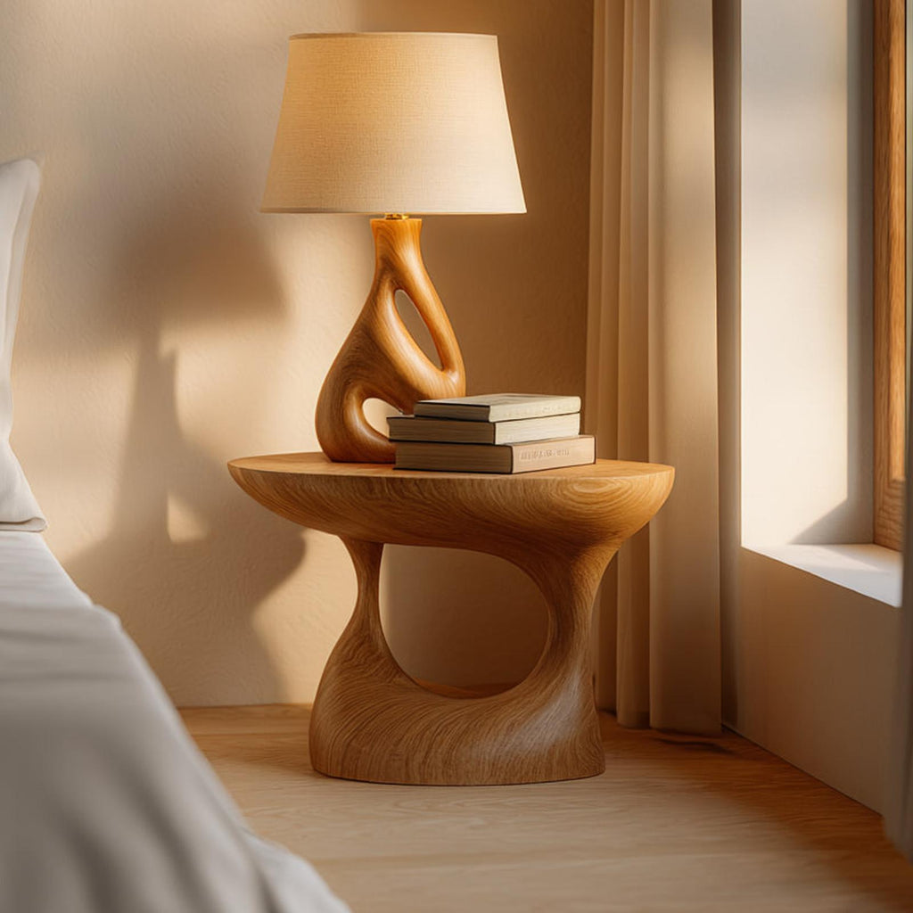 Handcrafted Mid Century Modern Bedside Table, Wood Nightstand & Minimalist End Table for Bedroom, Living Room