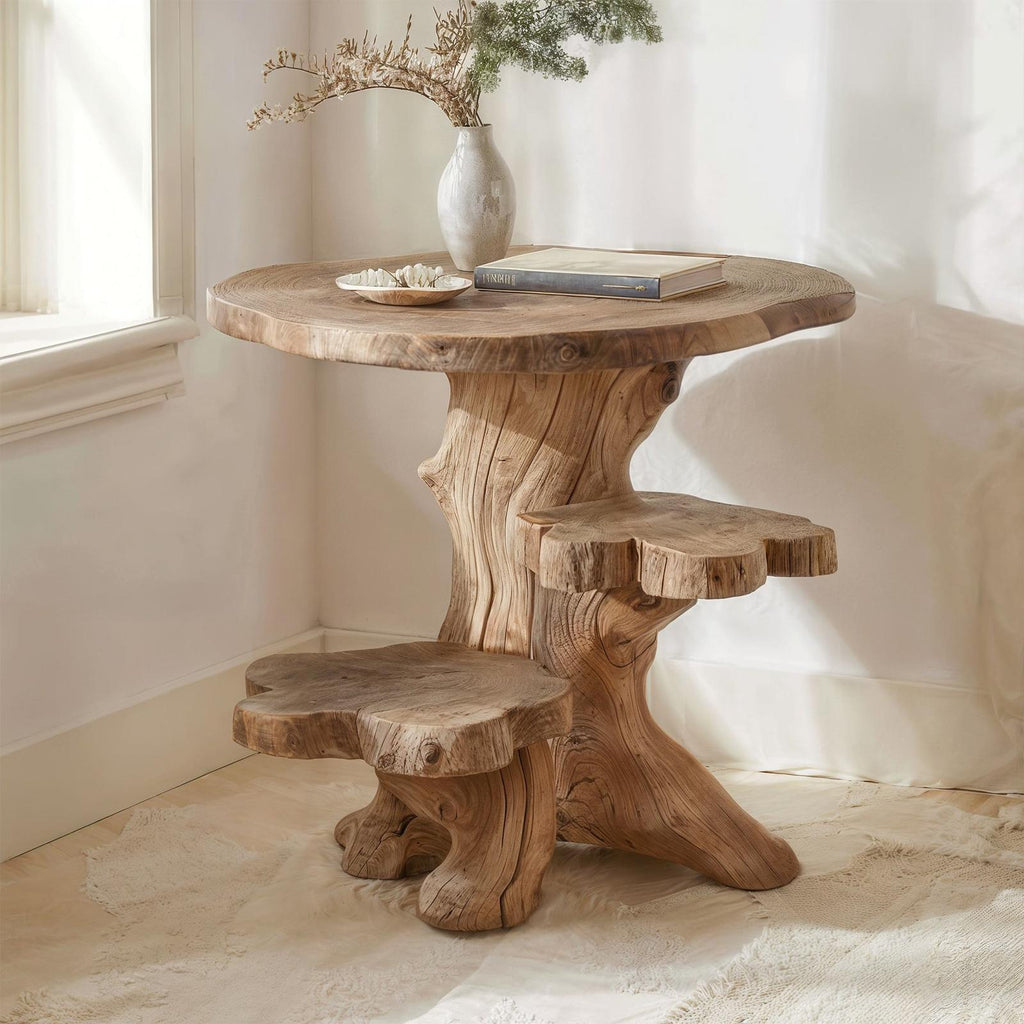 Spry Interior Solid Wood Coffee Table, Rustic Farmhouse Live Edge Central Accent Table Console for Living Room, SILDTCF013