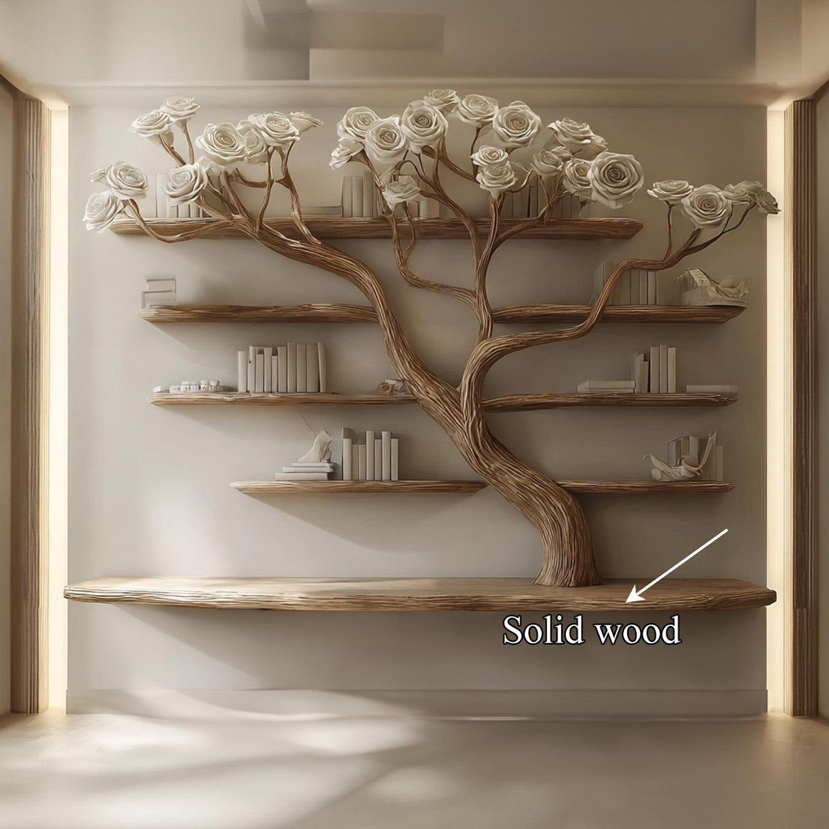 Rustic Tree Wall Bookcase Bedroom Decor