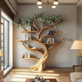 Handcrafted Wood Tree Storage Bookcase, Floating Branch Wall Mounted Bookcase Statement Piece for Living Room