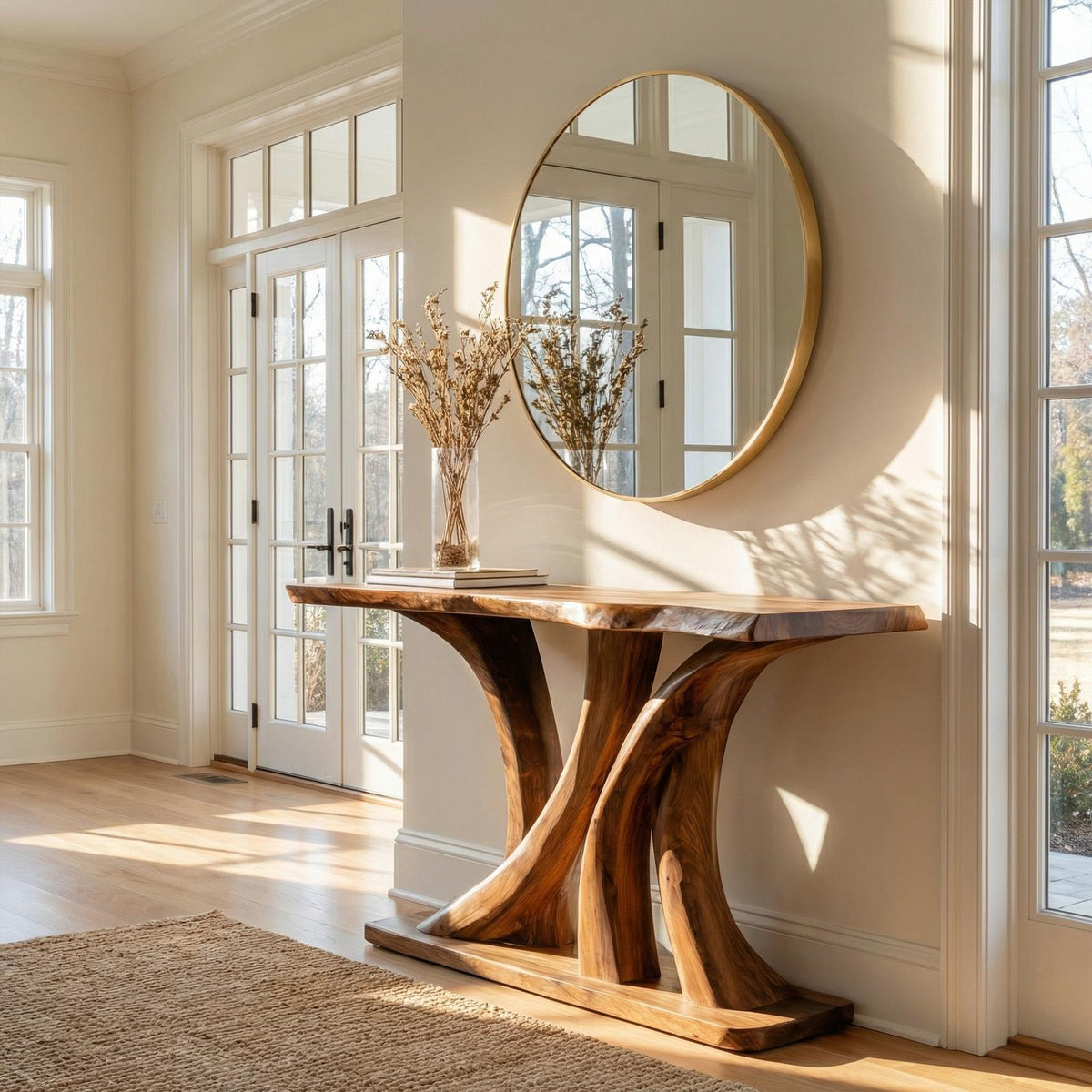 Modern Twin Pedestal Console Table Entryway Hallway Living Room