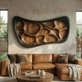 Rustic Wood Sculpture Wall Panel, Handcrafted 3D Wooden Hanging Art for Living Room & Lounge