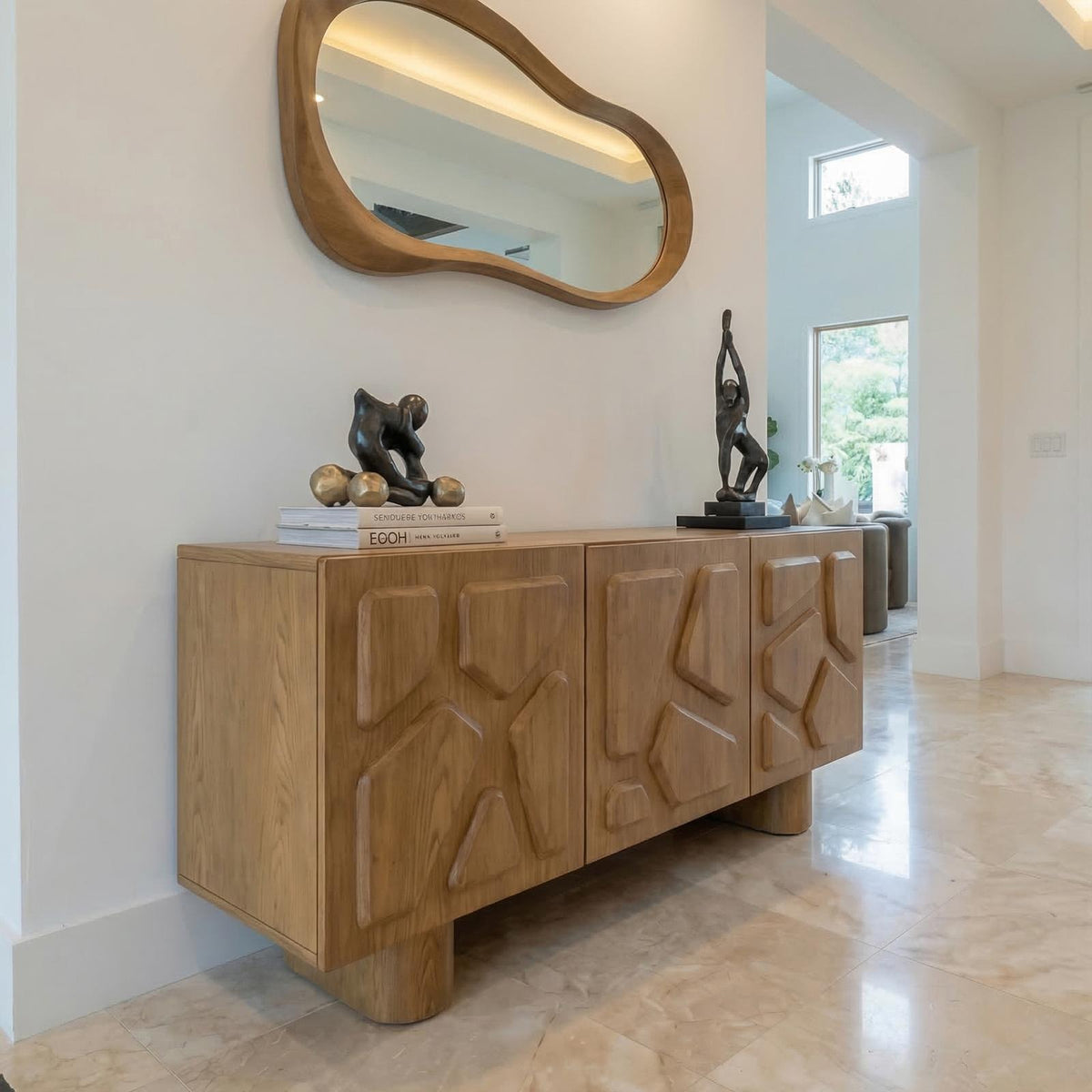 Minimalist Solid Wood Storage Cabinet, Modern Clean Structured Sideboard Credenza for Living Room, Hallway