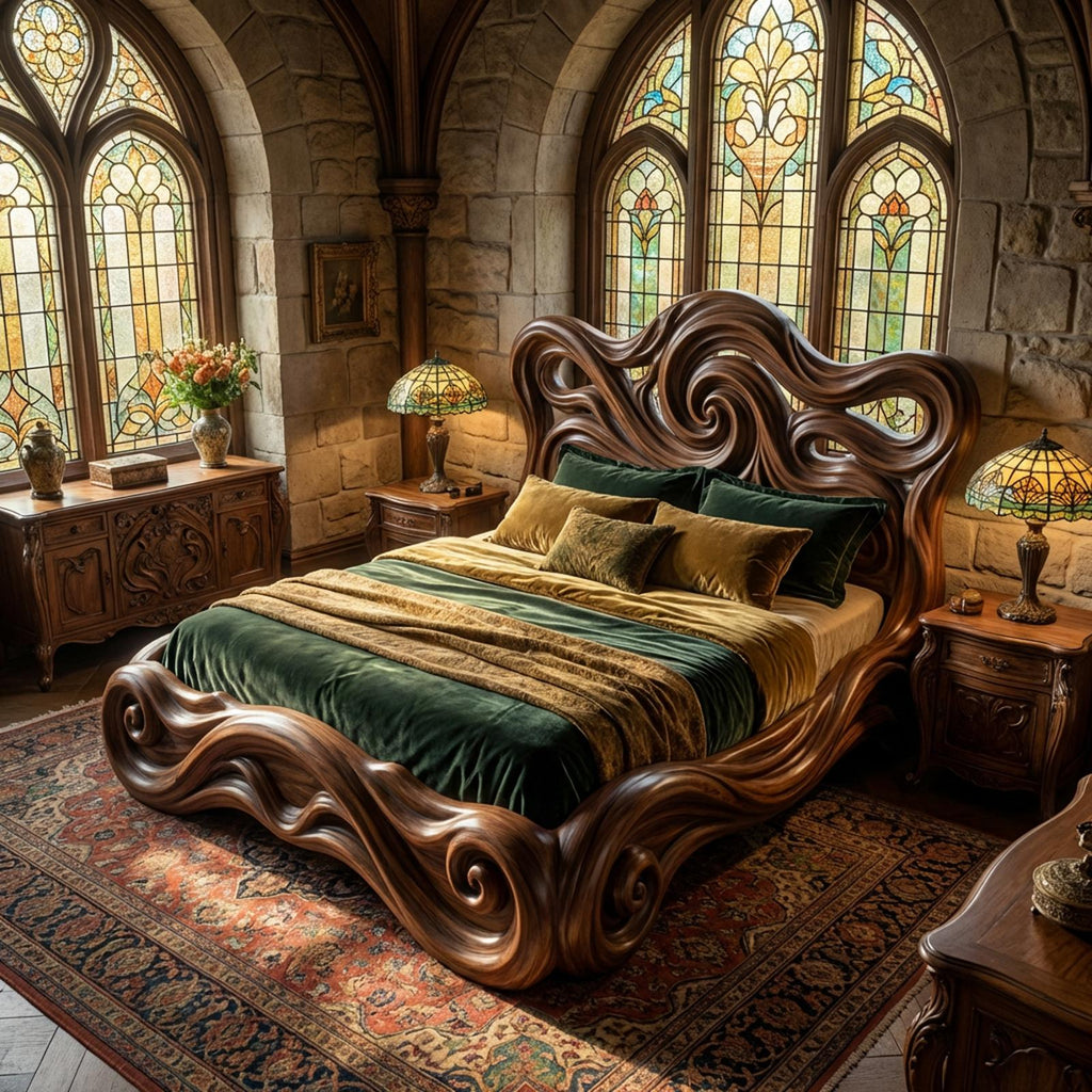 Rustic Organic Platform Bed For Bedroom Or Resting Room