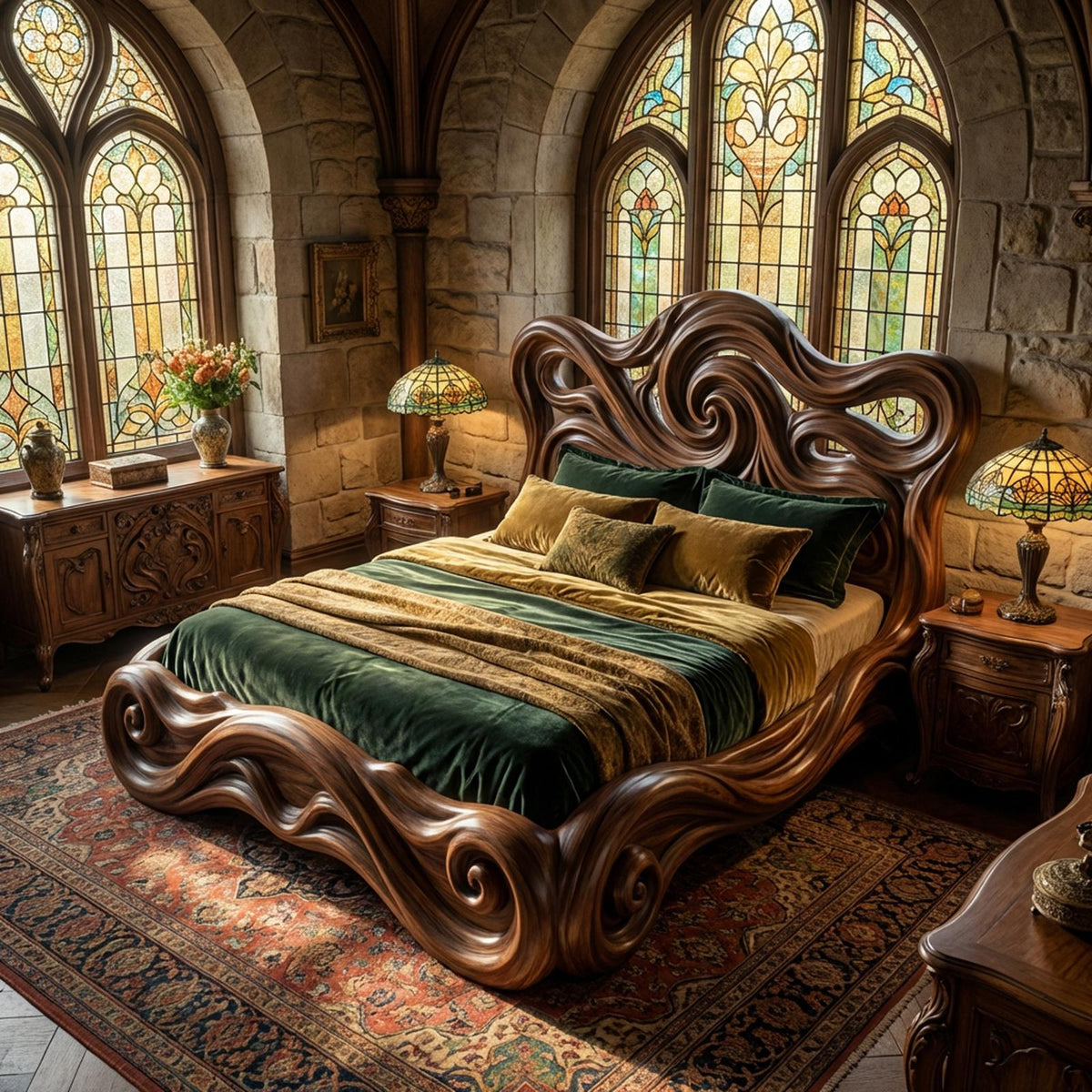 Rustic Organic Platform Bed For Bedroom Or Resting Room