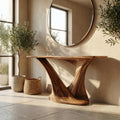 Modern Split Pedestal Wood Console Table, Handcrafted Entryway, Hallway & Sofa Back Table