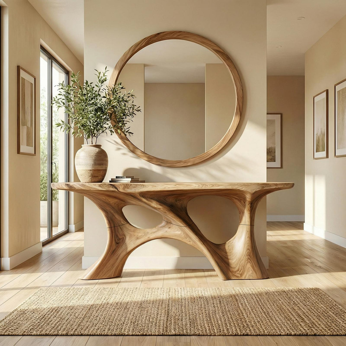 Organic Double Void Console Table Entryway Hallway Living Room