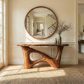Organic Asymmetric Base Wood Console Table, Handcrafted Entryway, Hallway & Sofa Back Table