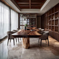 Rustic Raw Edge Wooden Dining Table Dining Room