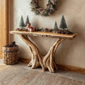 Rustic Solid Wood Console Table, Christmas Holiday Entryway & Living Room Accent Table, Model