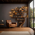 Rustic Tree Bookshelf, Solid Wood Handcrafted Floating Branch Wall Mounted Bookcase Storage for Living Room