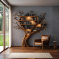 Nature Inspired Handcrafted Tree Bookshelf Living Room Interior Biophilic Wall Feature