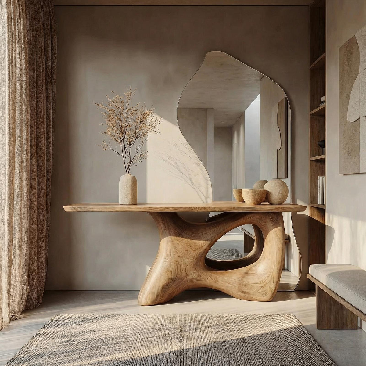 Organic Freeform Base Console Table Entryway Hallway Living Room