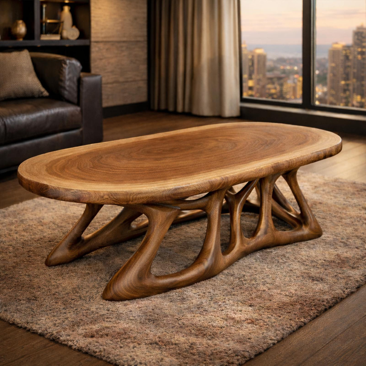 Spry Interior Organic Root Inspired Solid Wood Coffee Table, Unique Freeform Live Edge Center Table for Modern Living Rooms, SINLKICF304