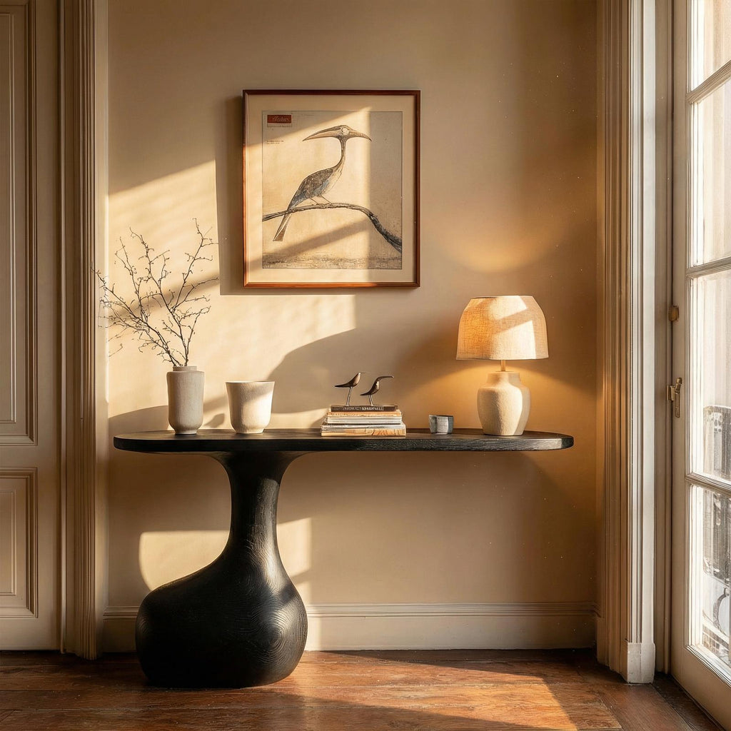 Minimalist Pedestal Console Table Entryway Hallway Living Room
