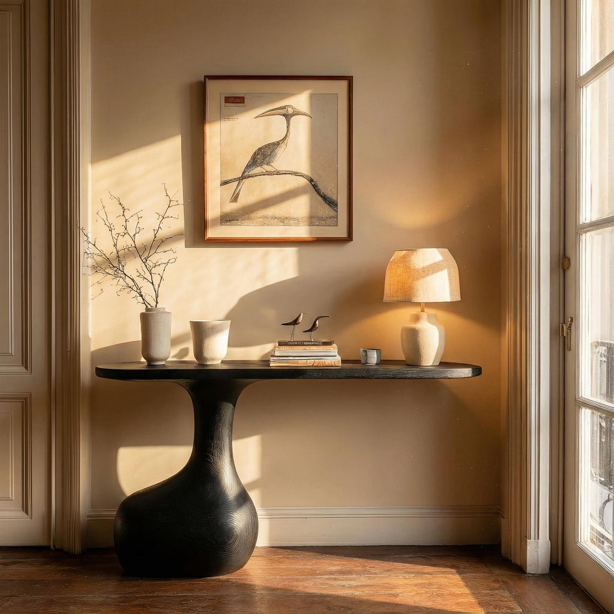 Minimalist Pedestal Console Table Entryway Hallway Living Room