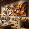 Modern Sculptural Abstract Wood Wall Art Living Room Wall Decor