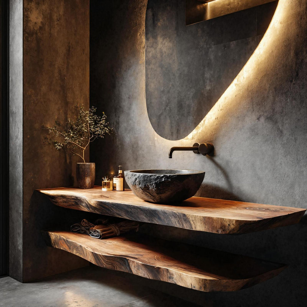 Modern Rustic Bathroom Vanity Wall Floating Wood Counter