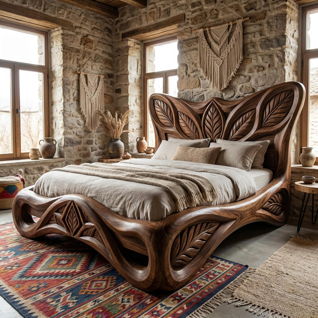 Rustic Handcrafted Style Bed Frame For Bedroom And Sleeping Space