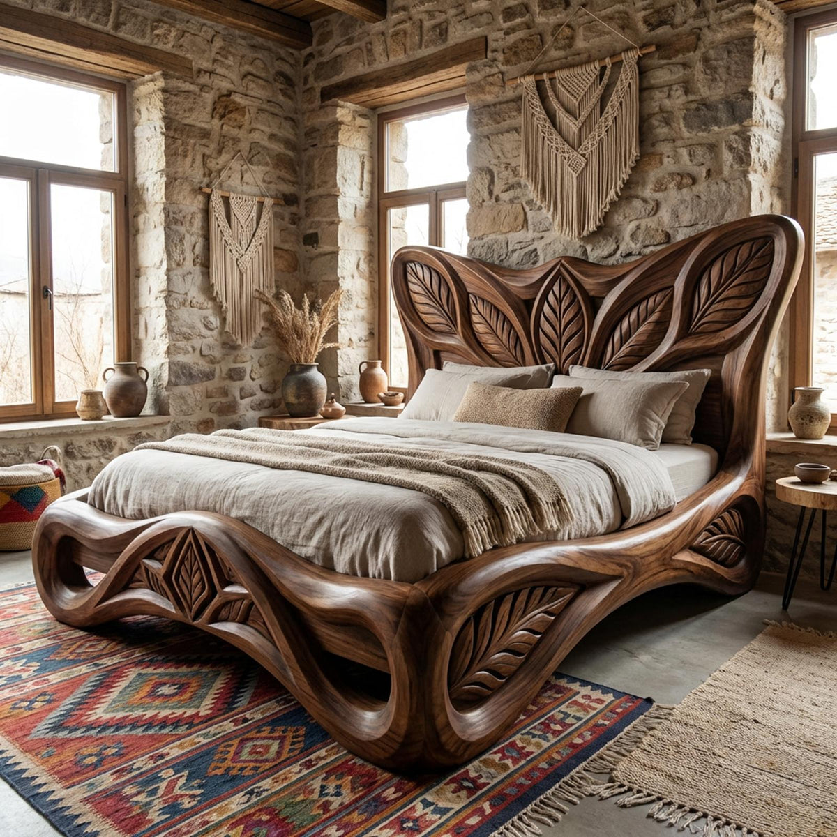 Rustic Handcrafted Style Bed Frame For Bedroom And Sleeping Space