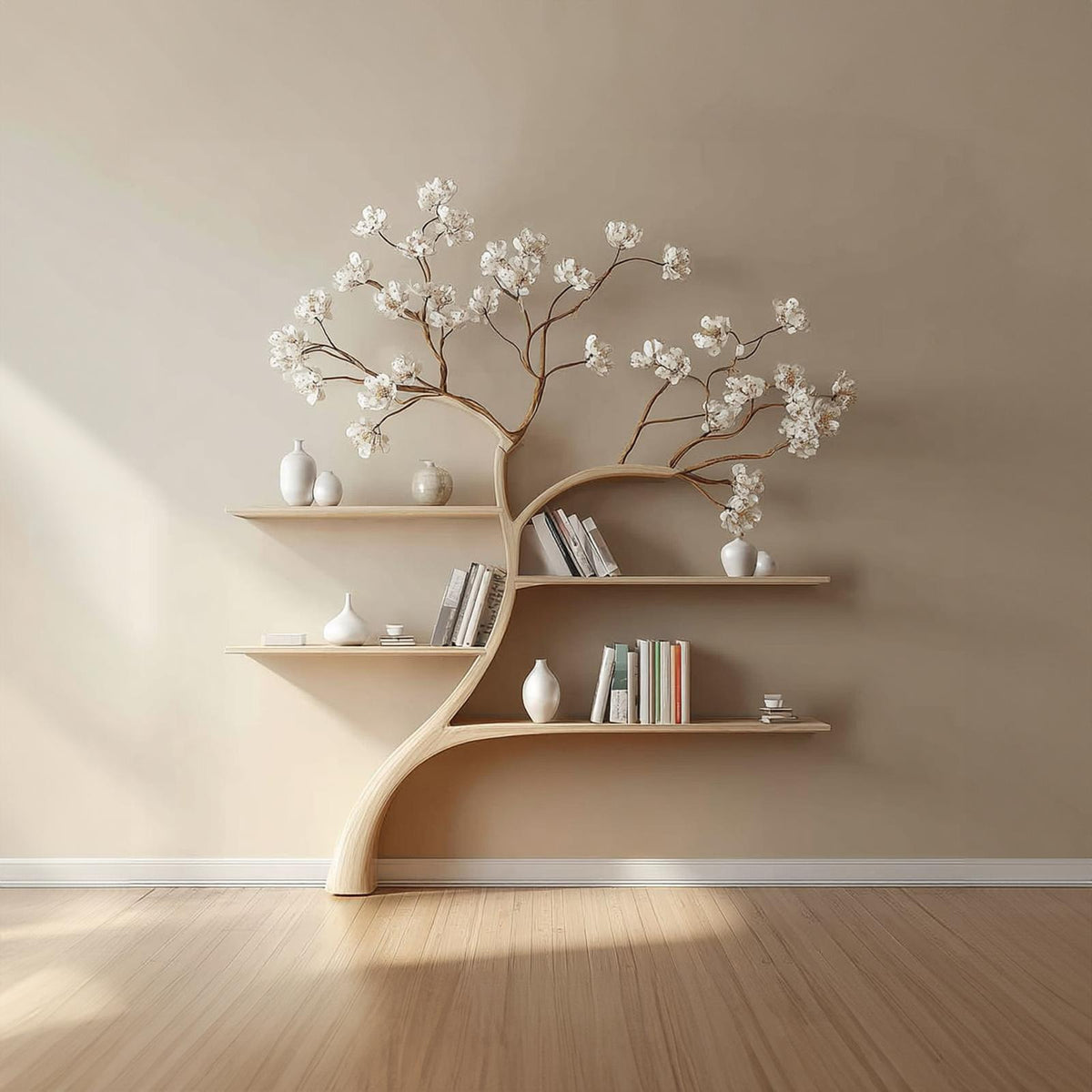 Rustic Tree Bookshelf Living Study Bedroom