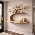Rustic Tree Shelf Wall Mounted Bookcase For Living Room Decor