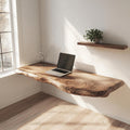 Handcrafted Live Edge Floating Work Shelf Modern Study Interior
