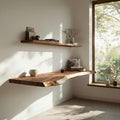 Handcrafted Live Edge Floating Work Desk Modern Corner Workspace