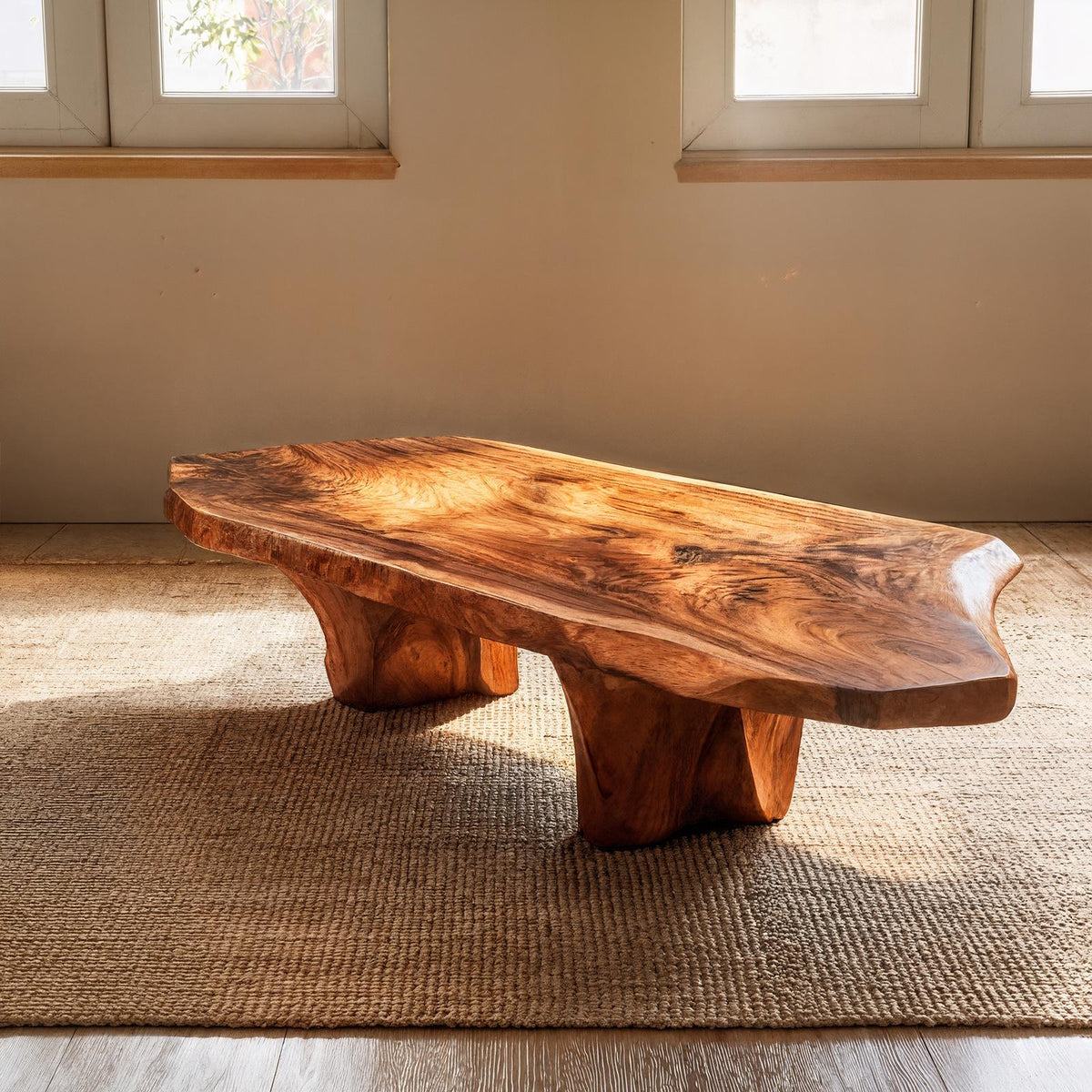 Spry Interior Rustic Sculptural Coffee Table, Solid Wood Artistic Accent Center Table for Living Room, SINLKICF339