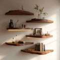 Asymmetrical Solid Wood Floating Shelves Organic Wall Display Interior Decor