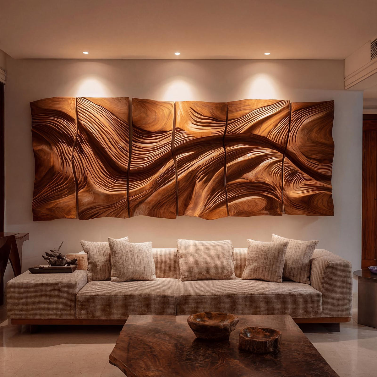 Modern Abstract Carved Wood Wall Art Living Room Wall Decor