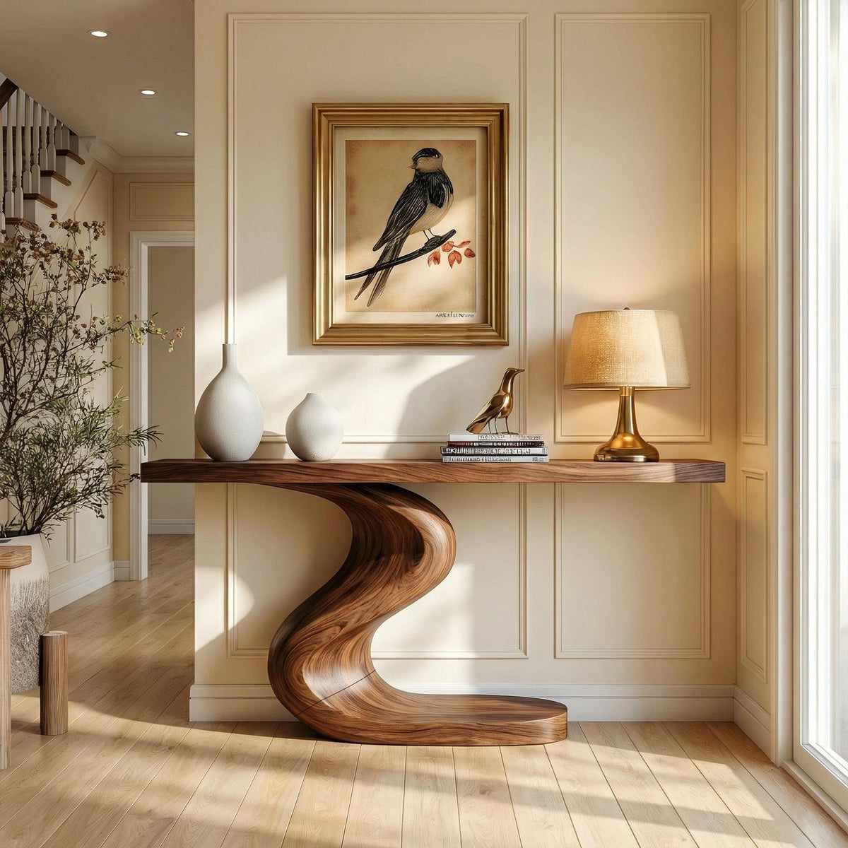 Artistic Flowing Base Console Table Entryway Hallway Living Room