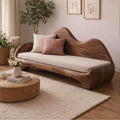Modern Sculptural Wood Sofa Living Room Organic Curved Wooden Couch