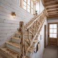Rustic Natural Wood Staircase Railing Living Space