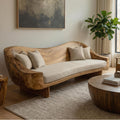 Organic Live Edge Wood Sofa Living Room Natural Sculptural Couch
