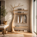 Midcentury Wooden Tree Coat Rack Living Room
