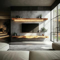Rustic Sculptural Floating Shelf Solid Wood Living Room Interior Architectural Furniture